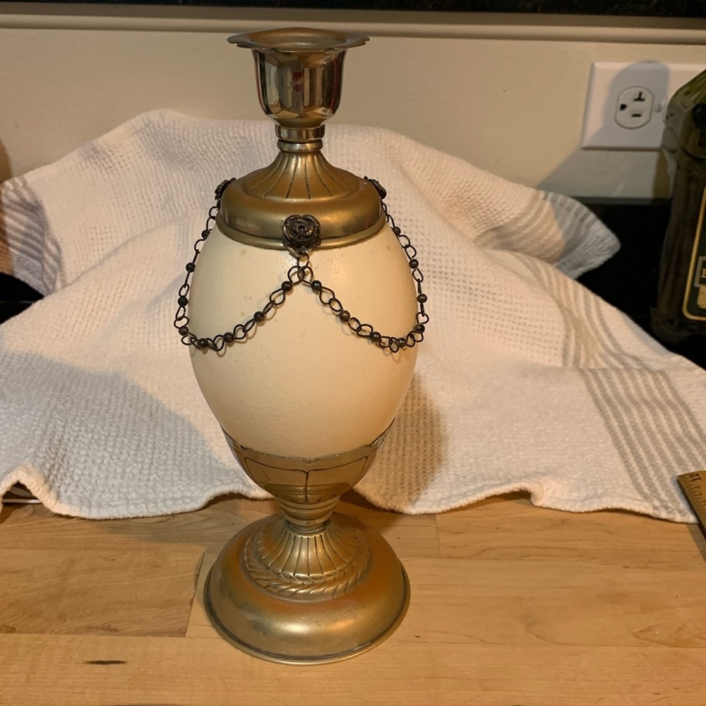 FINAL MARKDOWN Ostrich Egg candle holder
